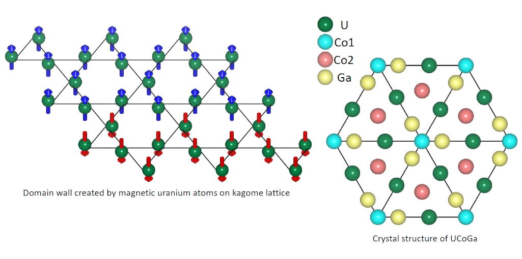Extremely narrow magnetic domain walls in U ferromagnets attoAFM