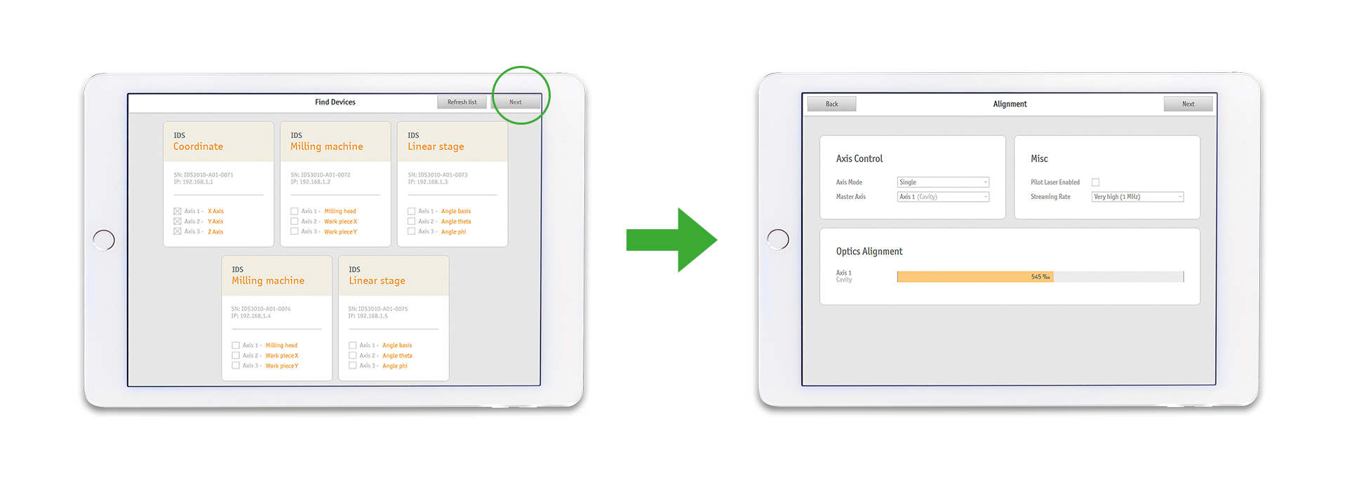 displacement sensors, features, wave software, device overview