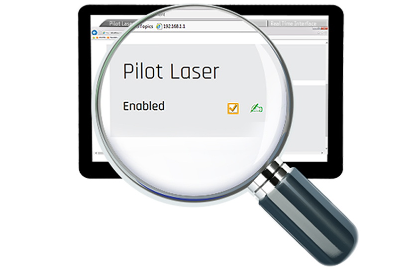 displacement sensors, features, web server, pilot laser