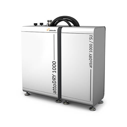 Scanning probe microscopy in an ultra low vibration closed cycle cryostat closed cycle cryostat attoDRY1000